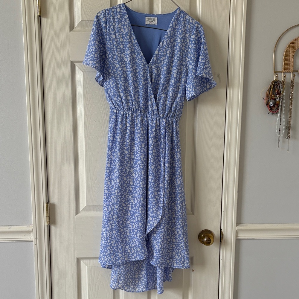 Sienna Sky Blue Floral High Low Dress
